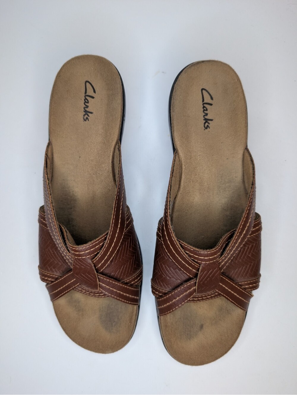 Clarks Artisan Owl Brown Leather Comfort Slide Sandals 81876 Women Size 9M